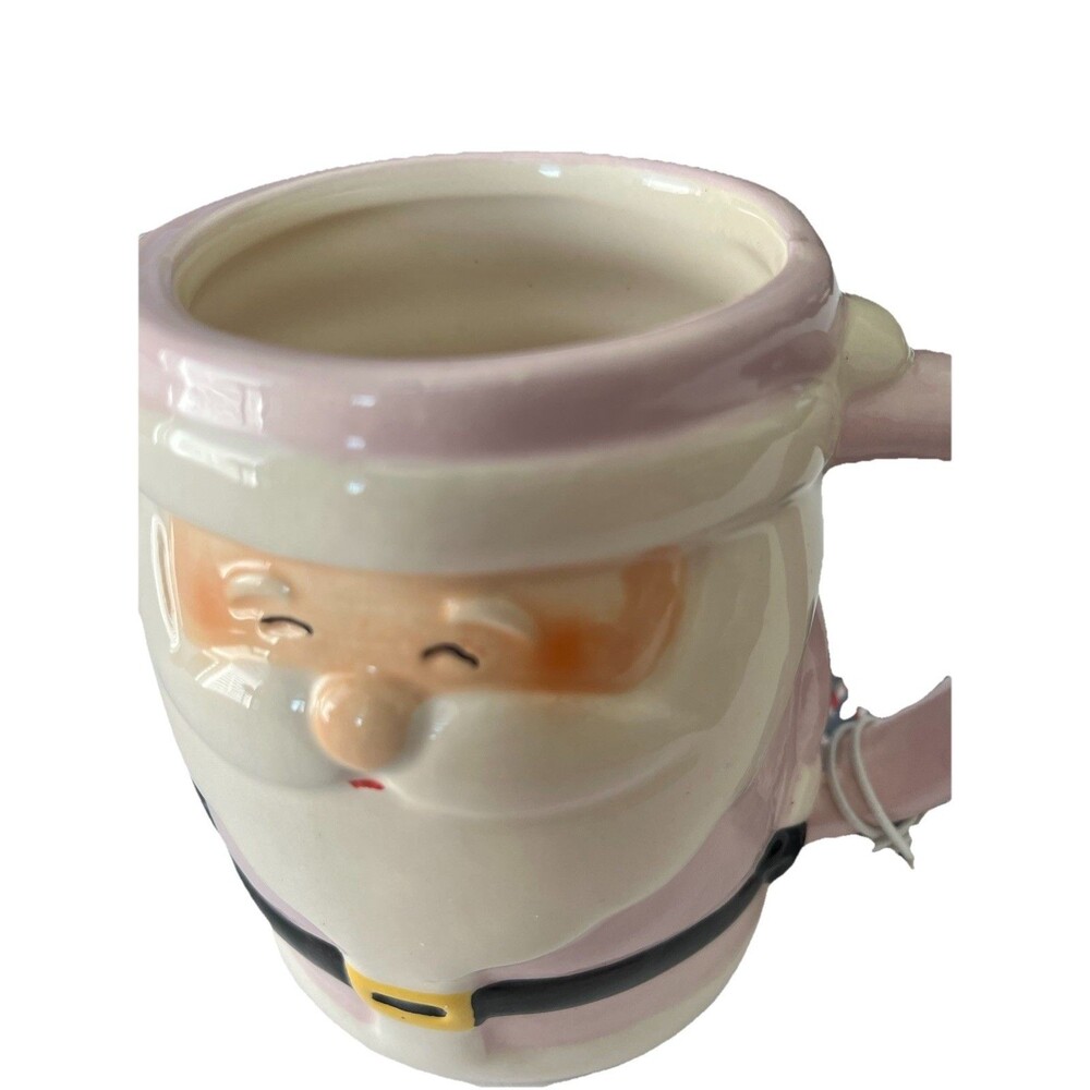 Pink Santa Claus Figural Coffee Mug 12oz Christmas Holiday Hot Chocolate